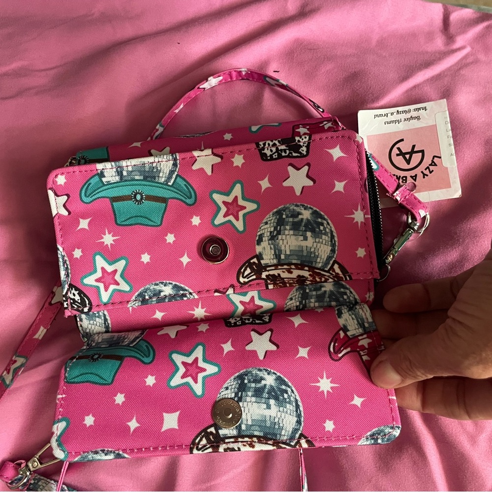 Pink Crossbody Bag with disco balls